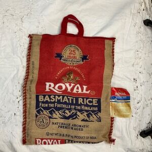 Royal Basmati Rice Burlap Tote Bag with Zipper and Handles BAG ONLY